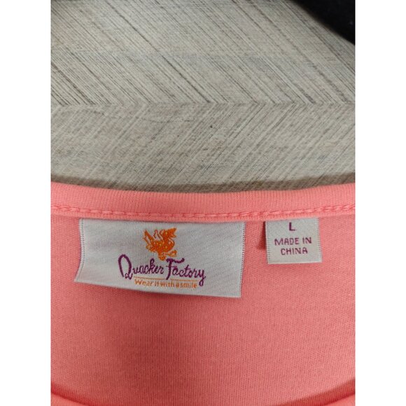 Vtg Pink Quacker Factory Rhinestone Lobster T-Shirt Size Large Cotton Blend - Picture 3 of 7